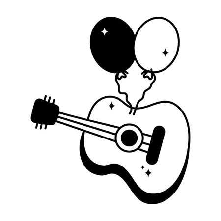 Guitar doodle vector Solid Stickers . EPS 10 fileのイラスト素材