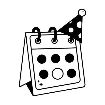 Birthday date doodle vector Solid Stickers . EPS 10 fileのイラスト素材