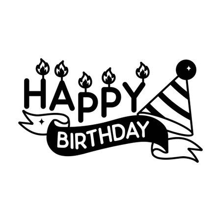 Happy birthday doodle vector Solid Stickers . EPS 10 fileのイラスト素材