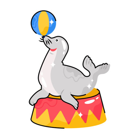 Seal doodle vector Colorful  Sticker. EPS 10 fileのイラスト素材