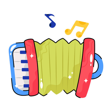 Accordion doodle vector Colorful  Sticker. EPS 10 fileのイラスト素材