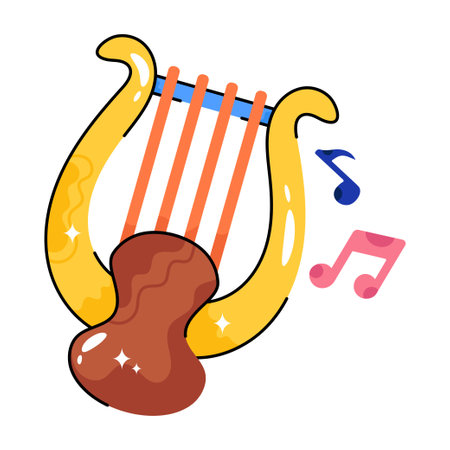 Lyre doodle vector Colorful  Sticker. EPS 10 fileのイラスト素材