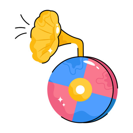 Gramophone doodle vector Colorful  Sticker. EPS 10 fileのイラスト素材