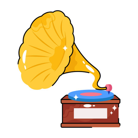 Gramophone doodle vector Colorful  Sticker. EPS 10 fileのイラスト素材