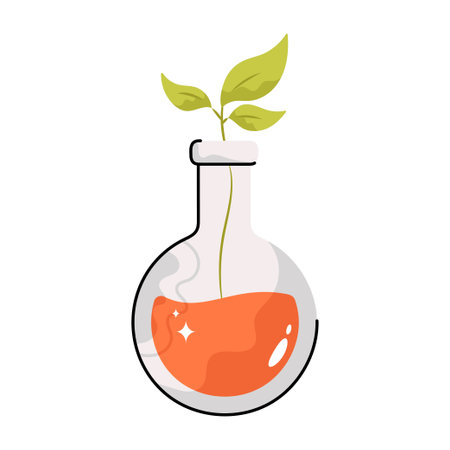 Ecology flask doodle vector Colorful  Sticker. EPS 10 fileのイラスト素材