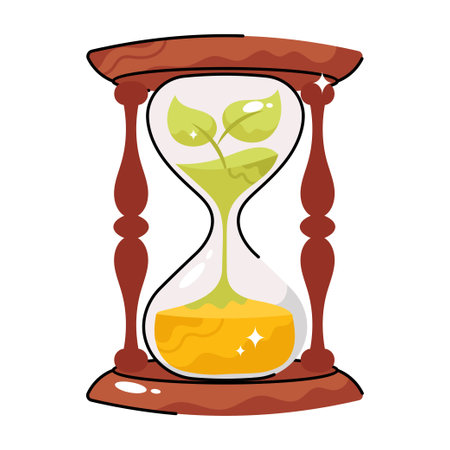Eco time hourglass doodle vector Colorful  Sticker. EPS 10 fileのイラスト素材