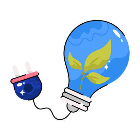 Ecological bulb doodle vector Colorful  Sticker. EPS 10 fileのイラスト素材