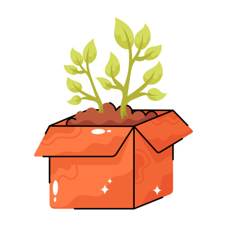 Box Plant doodle vector Colorful  Sticker. EPS 10 fileのイラスト素材