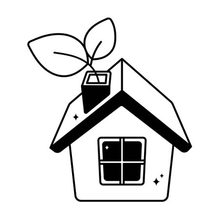 Eco home doodle vector Solid Sticker. EPS 10 fileのイラスト素材
