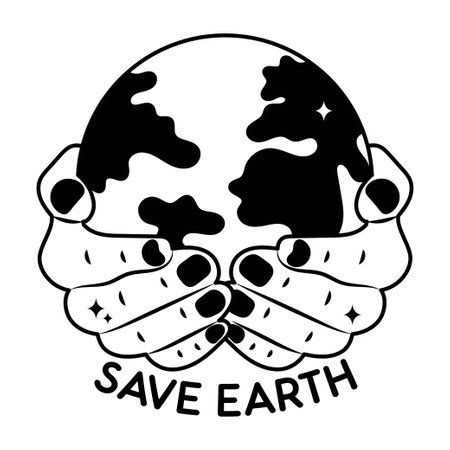 Save earth doodle vector Solid Sticker. EPS 10 fileのイラスト素材