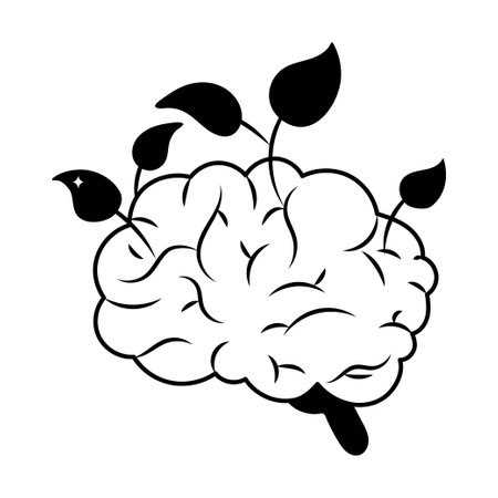 Healthy Brain doodle vector Solid Sticker. EPS 10 fileのイラスト素材