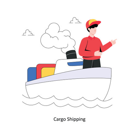 Cargo Shipping flat style design vector illustration. stock illustrationのイラスト素材