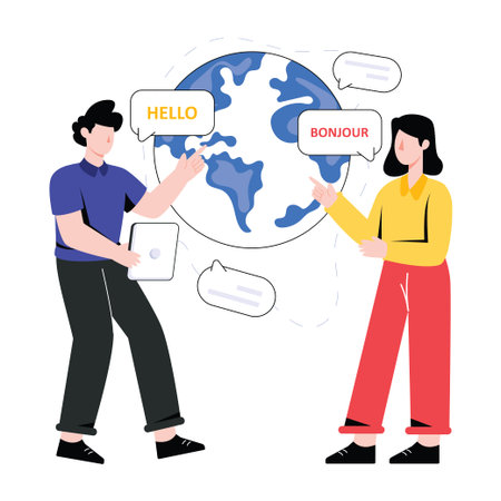 French Translation flat style design vector illustration. stock illustrationのイラスト素材