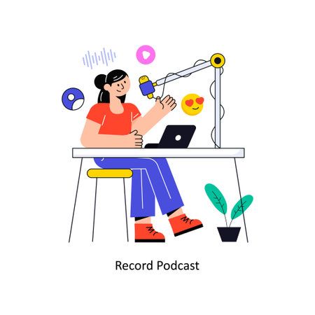 Record Podcast Flat Style Design Vector illustration. Stock illustrationのイラスト素材