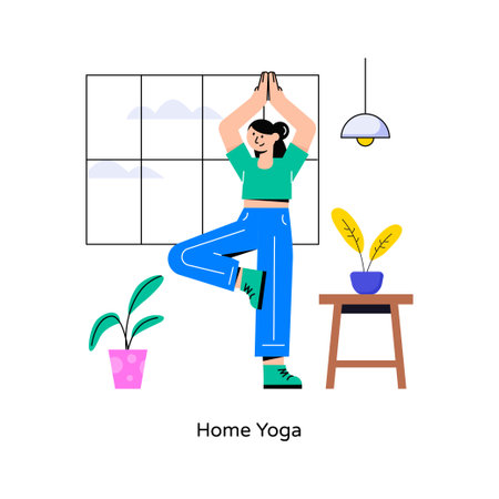 Home Yoga Flat Style Design Vector illustration. Stock illustrationのイラスト素材