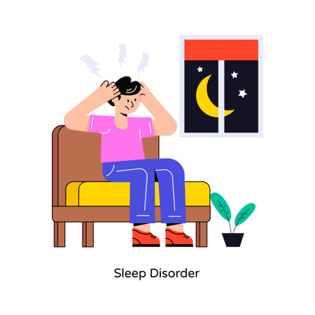 Sleep Disorder  Flat Style Design Vector illustration. Stock illustrationのイラスト素材