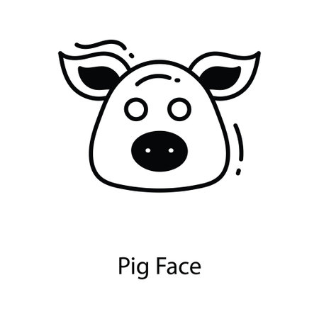 Pig Face doodle Icon Design illustration. Agriculture Symbol on White background EPS 10 Fileのイラスト素材