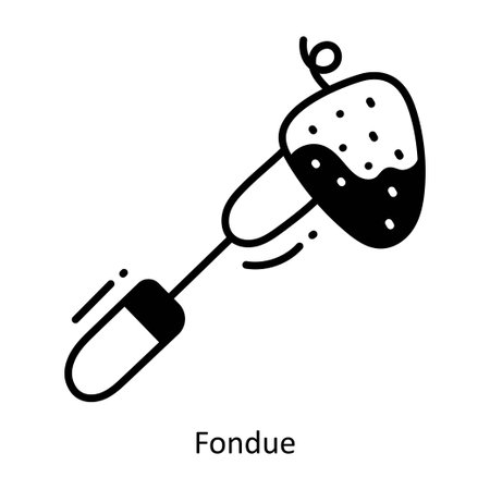 Fondue doodle semi solid icon Icon Design illustration. Food and Drinks Symbol on White background EPS 10 Fileのイラスト素材
