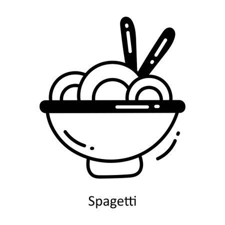 spaghetti doodle semi solid icon Icon Design illustration. Food and Drinks Symbol on White background EPS 10 Fileのイラスト素材