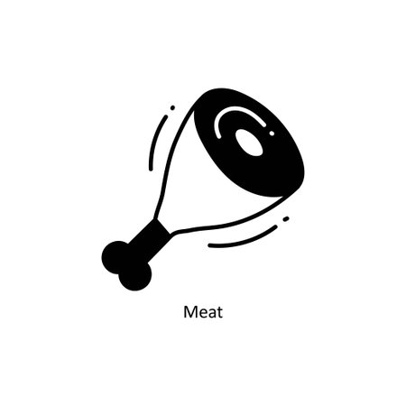 Meat doodle semi solid icon Icon Design illustration. Food and Drinks Symbol on White background EPS 10 Fileのイラスト素材