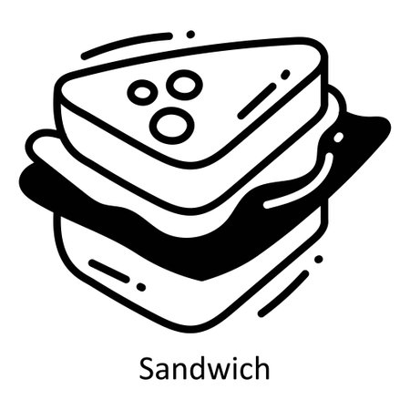 Sandwich doodle semi solid icon Icon Design illustration. Food and Drinks Symbol on White background EPS 10 Fileのイラスト素材