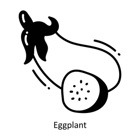 Eggplant doodle semi solid icon Icon Design illustration. Food and Drinks Symbol on White background EPS 10 Fileのイラスト素材