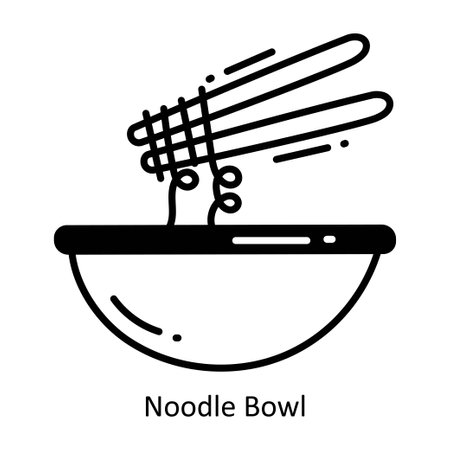 Noodle Bowl doodle semi solid icon Icon Design illustration. Food and Drinks Symbol on White background EPS 10 Fileのイラスト素材
