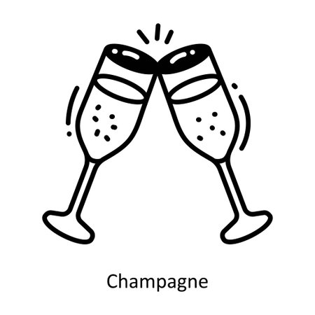 Champagne doodle semi solid icon Icon Design illustration. Food and Drinks Symbol on White background EPS 10 Fileのイラスト素材
