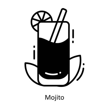 Mojito doodle semi solid icon Icon Design illustration. Food and Drinks Symbol on White background EPS 10 Fileのイラスト素材