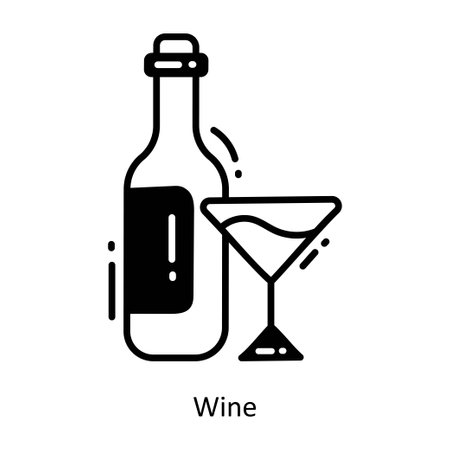 Wine doodle semi solid icon Icon Design illustration. Food and Drinks Symbol on White background EPS 10 Fileのイラスト素材