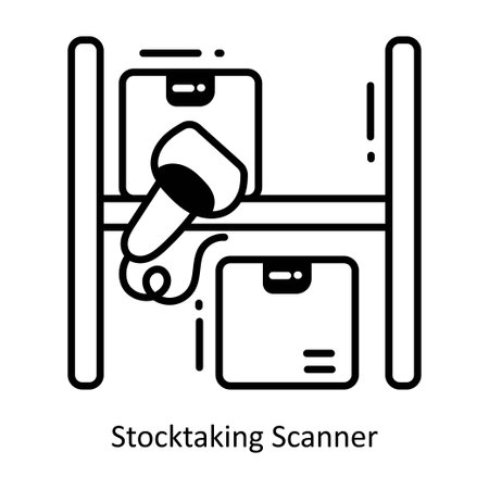 Stocktaking Scanner doodle semi solid Icon Design illustration. Logistics and Delivery Symbol on White background EPS 10 Fileのイラスト素材