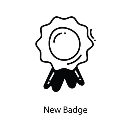 New Badge doodle semi solid icon Icon Design illustration. Marketing Symbol on White background EPS 10 Fileのイラスト素材