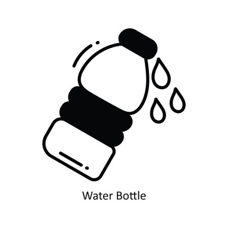 Water Bottle doodle semi solid icon Icon Design illustration. School and Study Symbol on White background EPS 10 Fileのイラスト素材