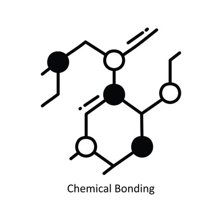 Chemical Bonding doodle semi solid icon Icon Design illustration. School and Study Symbol on White background EPS 10 Fileのイラスト素材