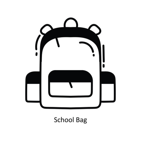 School Bag doodle semi solid icon Icon Design illustration. School and Study Symbol on White background EPS 10 Fileのイラスト素材