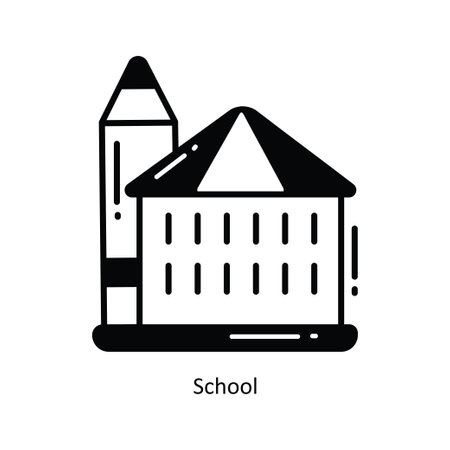 School doodle semi solid icon Icon Design illustration. School and Study Symbol on White background EPS 10 Fileのイラスト素材