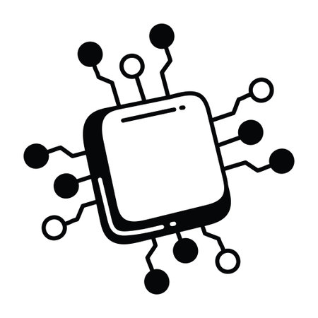 Microchip doodle semi solid icon Icon Design illustration. Science and Technology Symbol on White background EPS 10 Fileのイラスト素材