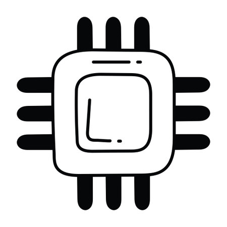 Microprocessor doodle semi solid icon Icon Design illustration. Science and Technology Symbol on White background EPS 10 Fileのイラスト素材