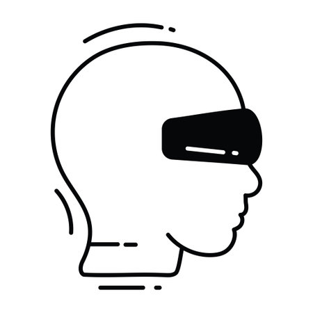 Virtual reality face doodle semi solid icon Icon Design illustration. Science and Technology Symbol on White background EPS 10 Fileのイラスト素材