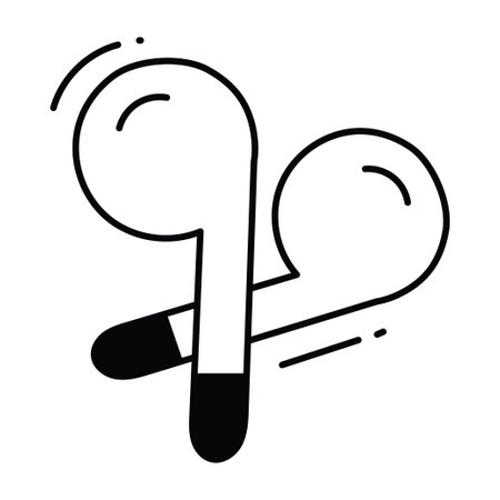 Ear buds doodle semi solid icon Icon Design illustration. Science and Technology Symbol on White background EPS 10 Fileのイラスト素材