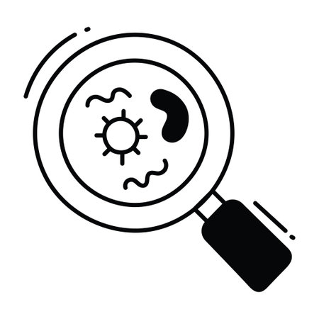 Bacteria search doodle semi solid icon Icon Design illustration. Science and Technology Symbol on White background EPS 10 Fileのイラスト素材