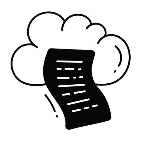 Cloud document doodle semi solid icon Icon Design illustration. Science and Technology Symbol on White background EPS 10 Fileのイラスト素材