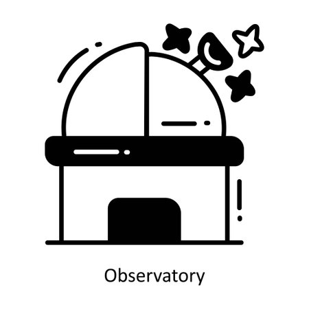 Observatory doodle semi solid icon Icon Design illustration. Space Symbol on White background EPS 10 Fileのイラスト素材