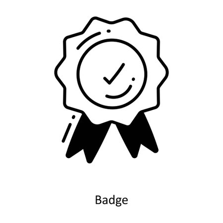 Badge doodle semi solid icon Icon Design illustration. Startup Symbol on White background EPS 10 Fileのイラスト素材