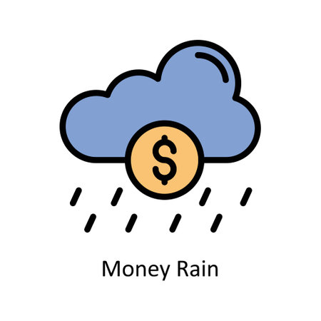 Money Rain vector filled outline Icon Design illustration. Business And Management Symbol on White background EPS 10 Fileのイラスト素材