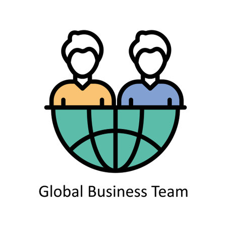 Global Business Team  vector Filled outline Icon Design illustration. Business And Management Symbol on White background EPS 10 Fileのイラスト素材