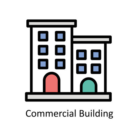 Commercial building vector Filled outline Icon Design illustration. Business And Management Symbol on White background EPS 10 Fileのイラスト素材