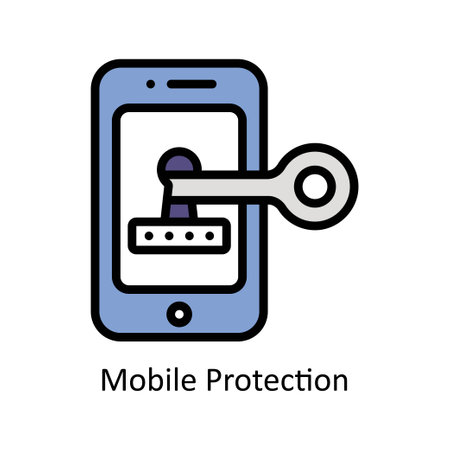 Mobile Protection vector Filled outline icon style illustration. EPS 10 Fileのイラスト素材