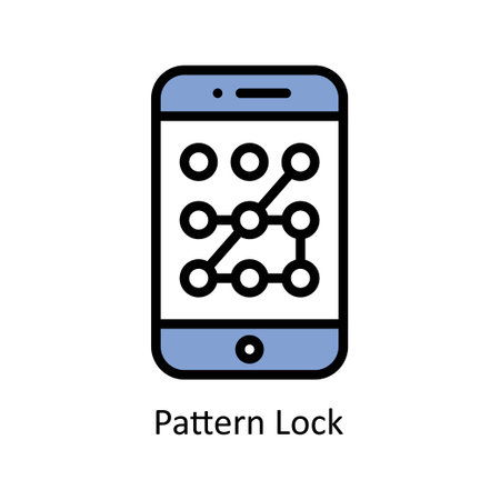 Pattern Lock Vector Filled outline icon Style illustration. EPS 10 Fileのイラスト素材