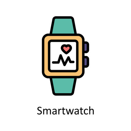 Smart watch vector Filled outline icon style illustration. EPS 10 Fileのイラスト素材